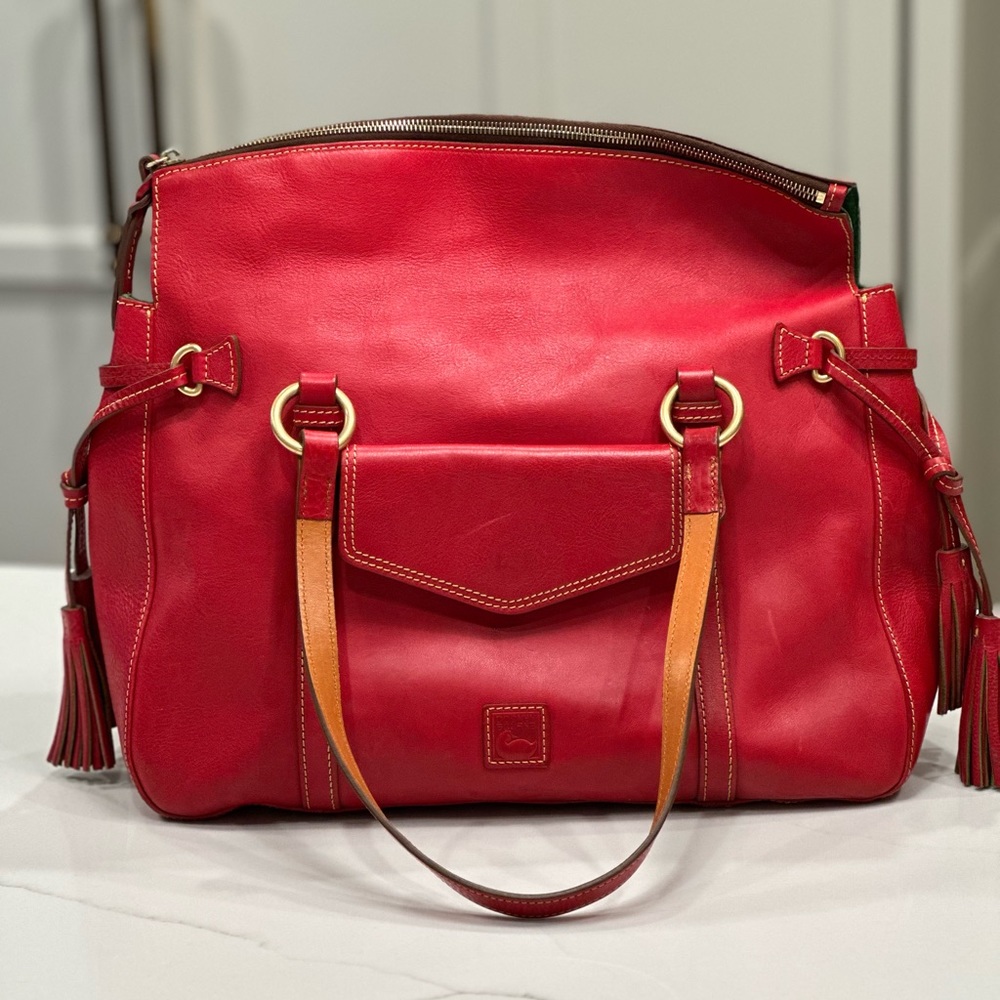 Dooney Bourke red leather shoulder bag